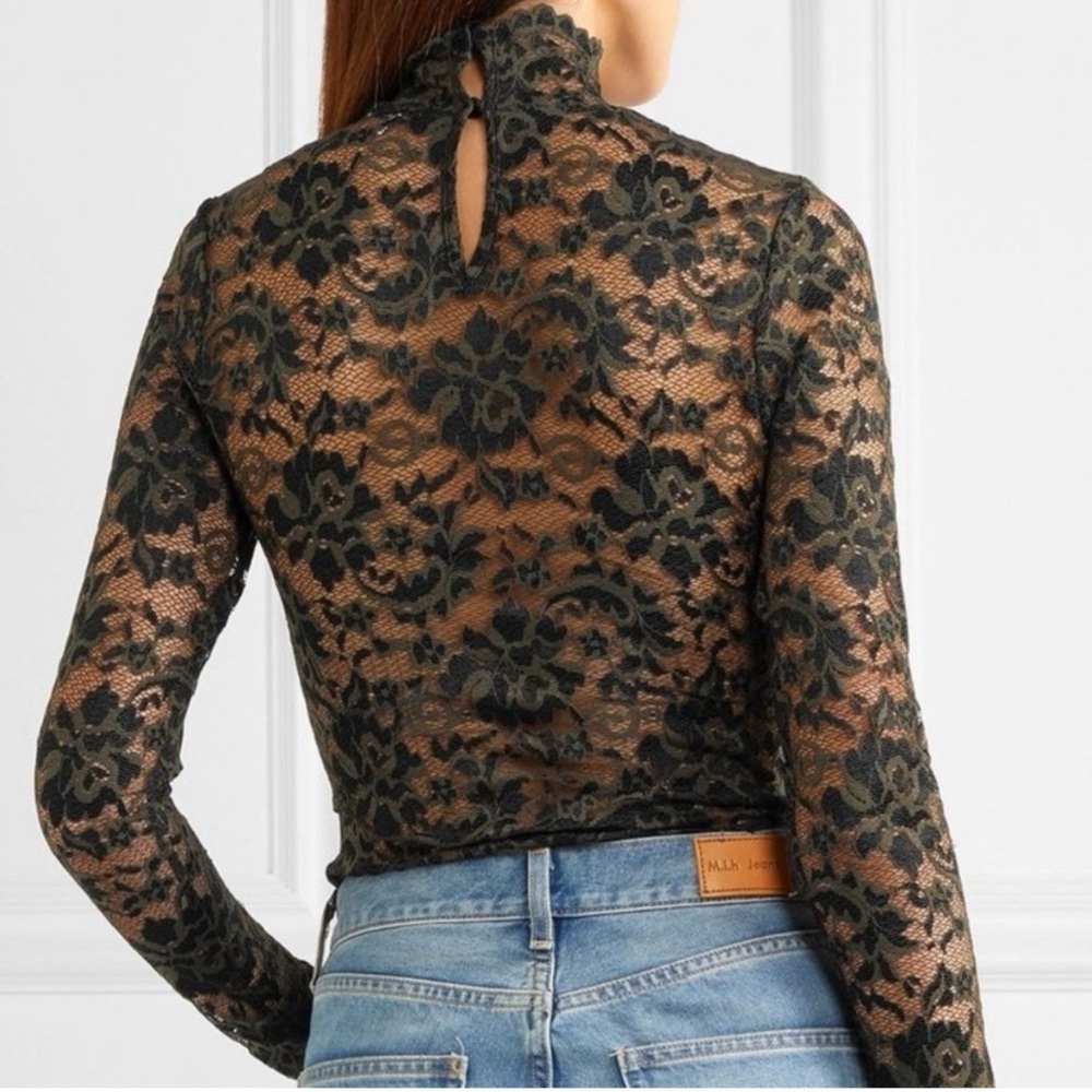 GANNI Flynn Lace Bodysuit size 34 US XS S  forest green  B-20 - Picture 2 of 9